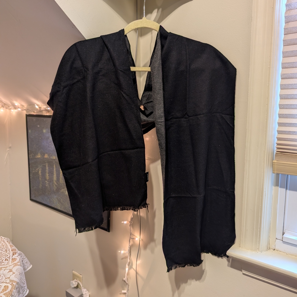 Reversible Black Grey Scarf Shawl Wrap